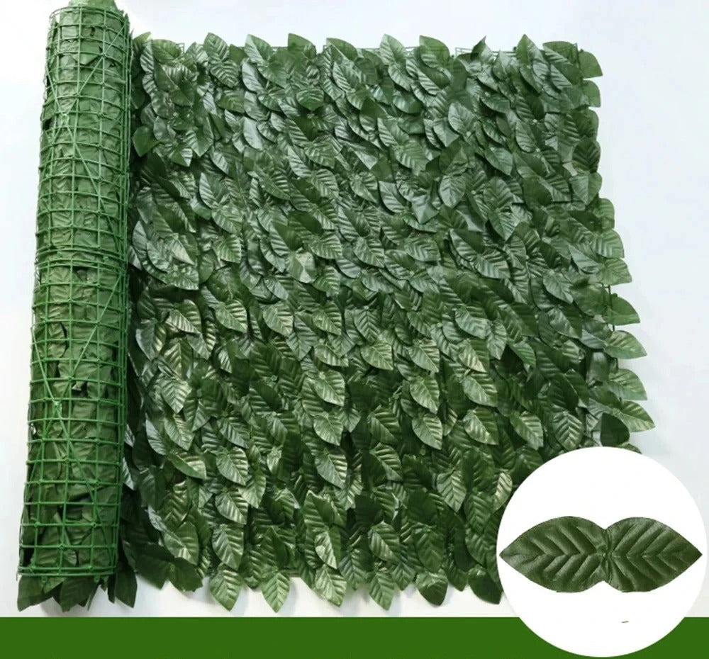 Artificial Ivy Leaf Fence Roll, Fake Green Leaf Privacy Screen, Faux Hedge Wall Panel, Garden Fence Cover, Outdoor Privacy Fence, UV Resistant Decorative Green Wall, Balcony Patio Backyard Lawn Landscaping Decor