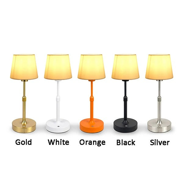 Fabric Desk Lamp Rechargeable Touch Table Lamp – E12 Bulb, 2700K Warm Light