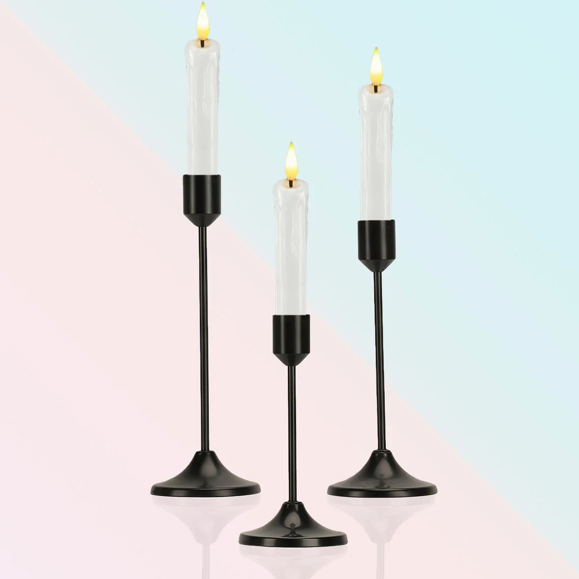 Classic Bullet Head Taper Candle Holder Set – Modern Metal Candlestick Holders for Taper Candles, Pillar Candle Stand, Decorative Candle Holders for Dining Table, Wedding Centerpiece, Mantel, Fireplace, Living Room, Home Decor & Housewarming Gift