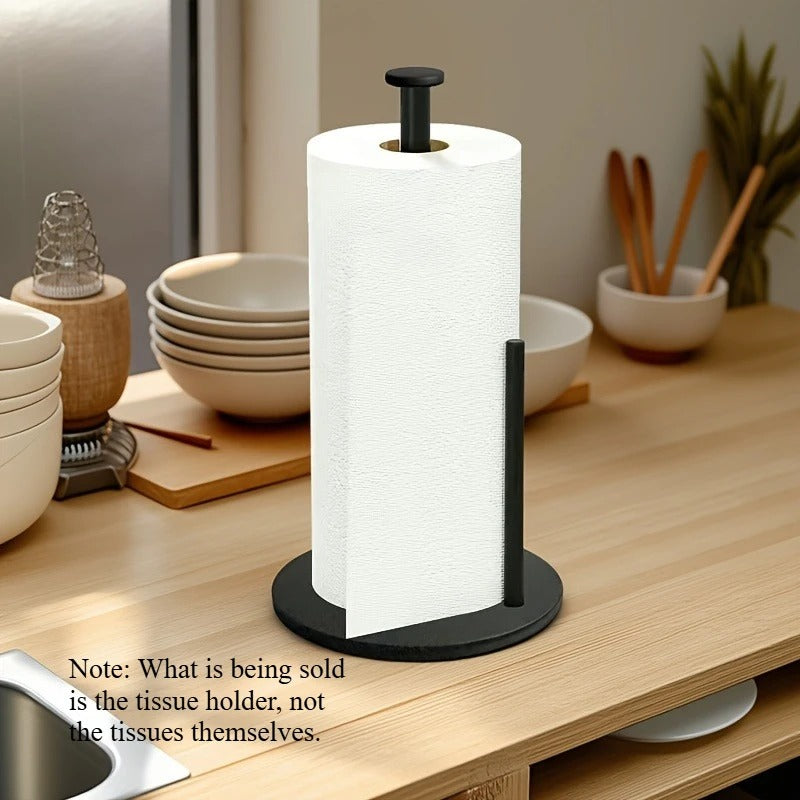 Stainless Steel Paper Towel Holder for Kitchen Countertop – Heavy-Duty Weighted Base Roll Dispenser, Freestanding No-Drill Paper Towel Stand for Bathroom, Dining Table & Kitchen Organization