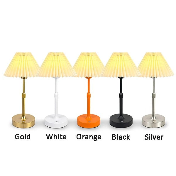 Fabric Desk Lamp Rechargeable Touch Table Lamp – E12 Bulb, 2700K Warm Light