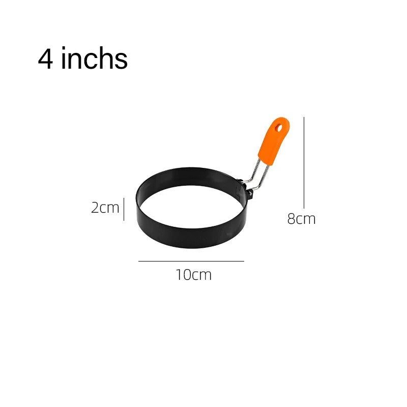 Stainless Steel Fried Egg Ring with Heat-Resistant Silicone Handle – Non-Stick Egg Mold for Perfect Fried Eggs, Pancakes, Omelets, Breakfast Sandwiches & Cooking