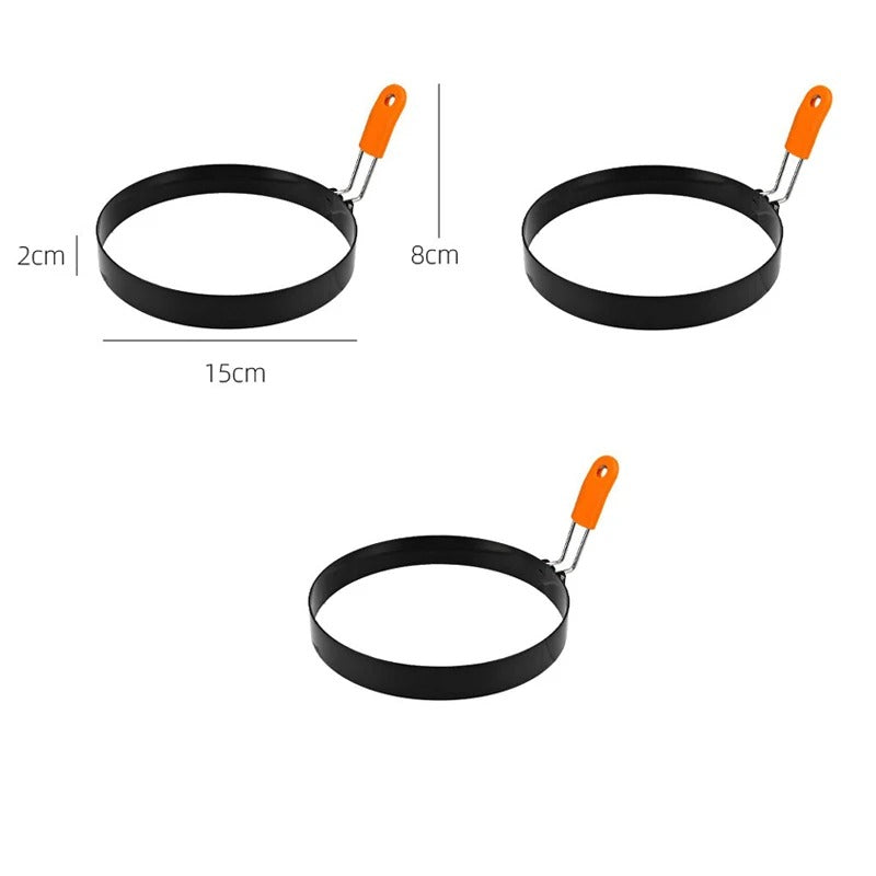 Stainless Steel Fried Egg Ring with Heat-Resistant Silicone Handle – Non-Stick Egg Mold for Perfect Fried Eggs, Pancakes, Omelets, Breakfast Sandwiches & Cooking