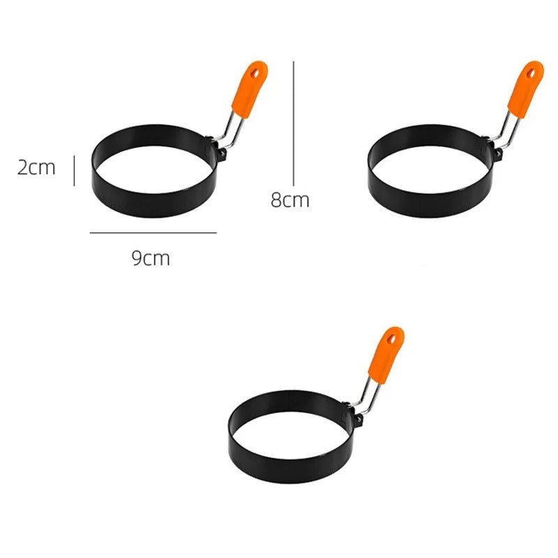 Stainless Steel Fried Egg Ring with Heat-Resistant Silicone Handle – Non-Stick Egg Mold for Perfect Fried Eggs, Pancakes, Omelets, Breakfast Sandwiches & Cooking