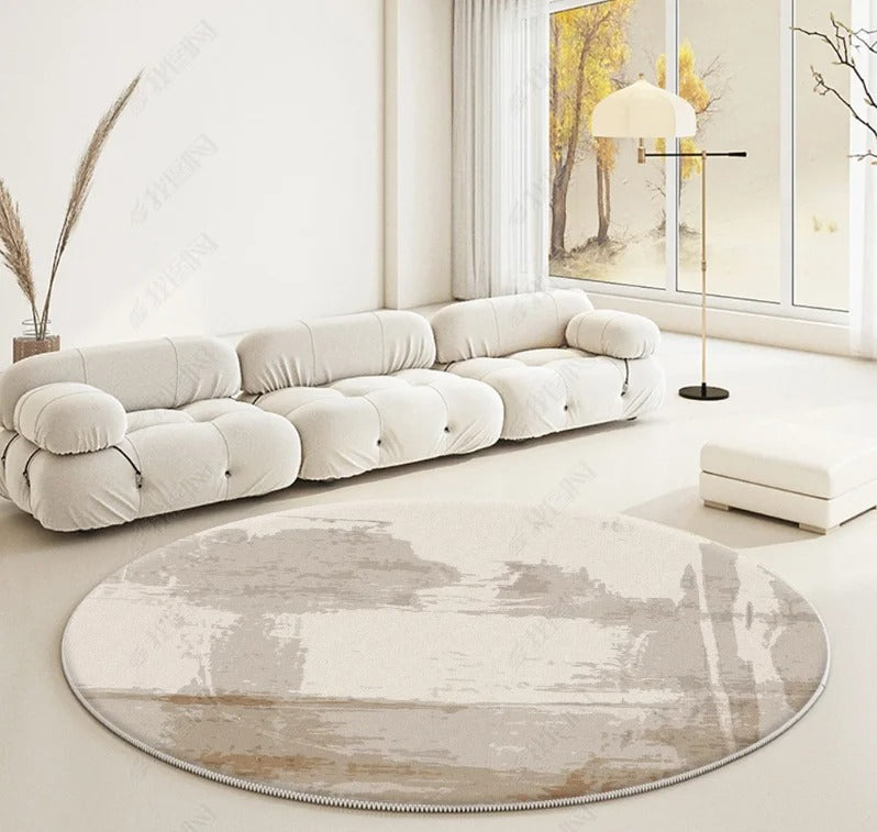 Modern Abstract Round Area Rug 80x80cm – Soft Plush Non-Slip Carpet, Washable Decorative Floor Rug for Living Room, Bedroom, Kids Room, Nursery, Office, Coffee Table, Entryway & Contemporary Home Decor-80*80cm