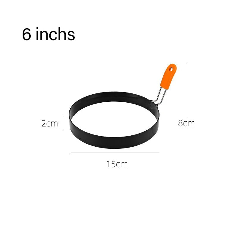 Stainless Steel Fried Egg Ring with Heat-Resistant Silicone Handle – Non-Stick Egg Mold for Perfect Fried Eggs, Pancakes, Omelets, Breakfast Sandwiches & Cooking