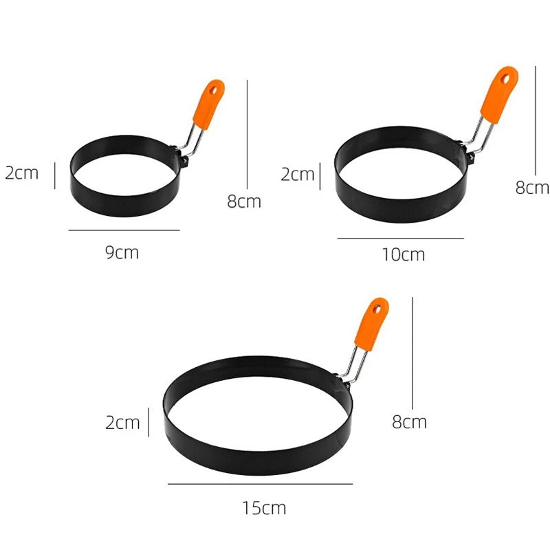 Stainless Steel Fried Egg Ring with Heat-Resistant Silicone Handle – Non-Stick Egg Mold for Perfect Fried Eggs, Pancakes, Omelets, Breakfast Sandwiches & Cooking