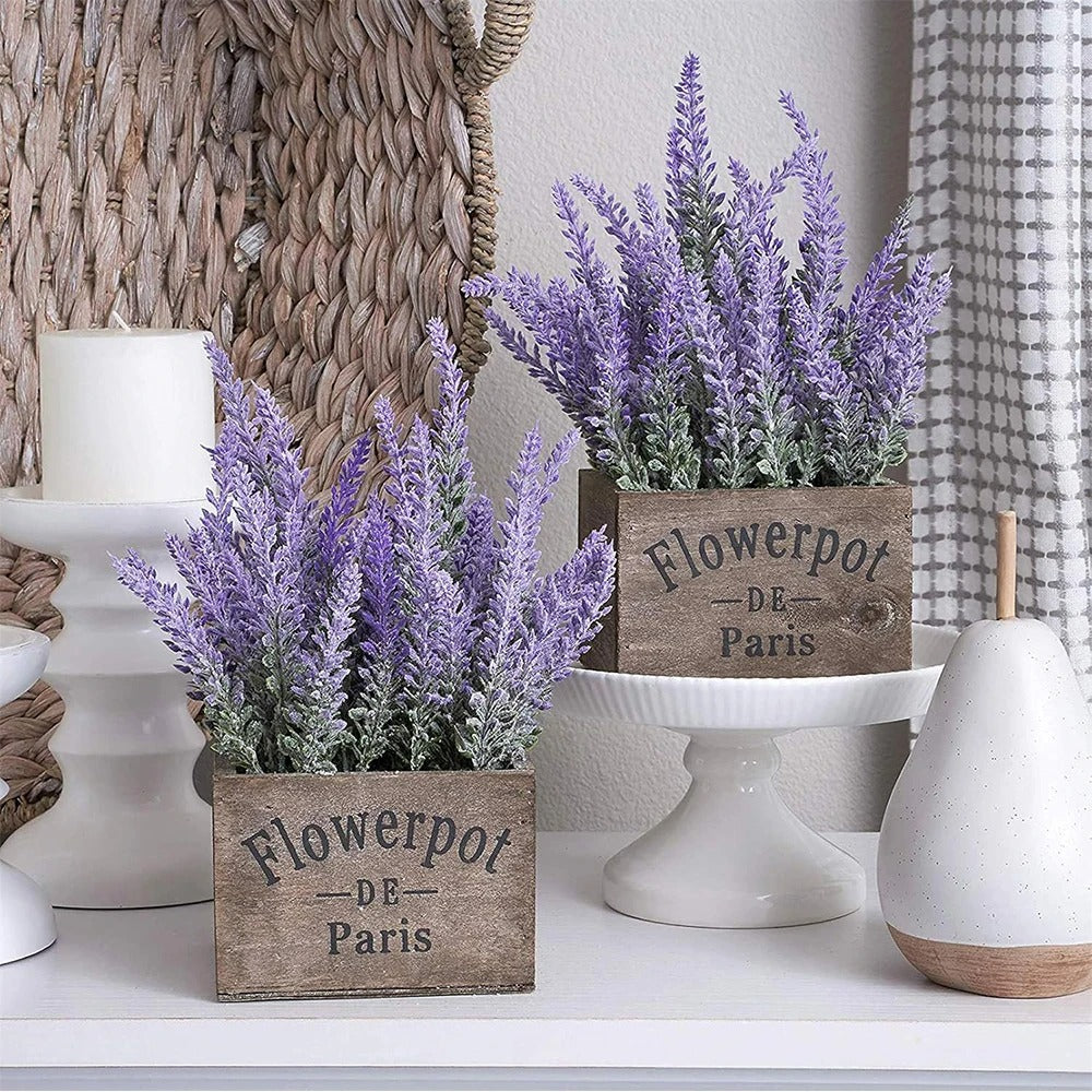 5PCS Artificial Lavender Flowers with Stems – Realistic Faux Purple Plastic Flower Bouquet for Vase, Wedding Decor, Bridal Bouquet, Dining Table Centerpiece, Farmhouse, Indoor Home & Office Decoration