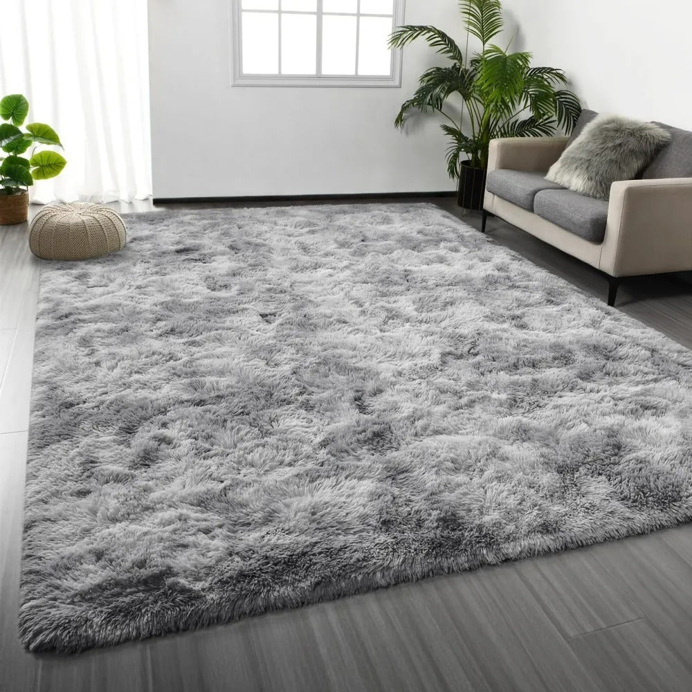 5x8 Ft Ultra Soft Shag Area Rug for Living Room, Bedroom & Nursery – Fluffy Plush Fuzzy Non-Slip Carpet Mat, Thick Cozy Modern Indoor Floor Rug for Kids Room, Dorm, Apartment & Home Decor – Grey