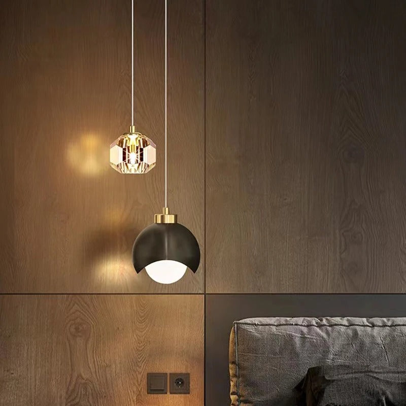 Modern Crystal Pendant Light – Luxury Nordic Minimalist Hanging Ceiling Lamp for Bedroom, Bedside, Living Room, Dining Room, Kitchen Island, Hallway, Long Line LED Chandelier & Elegant Home Decor Lighting