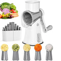 5-in-1 Rotary Cheese Grater & Vegetable Slicer – Manual Mandoline Shredder, Julienne Cutter, Waffle Slicer, Nut Chopper for Cheese, Vegetables & Kitchen Food Prep