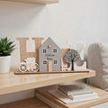 Rustic Wooden HOME Sign Decor with House, Bicycle & Tree – Farmhouse Tabletop Ornament for Living Room, Bedroom, Entryway & Home Shelf Decoration
