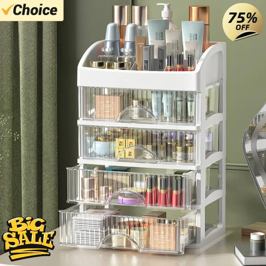 Large Clear Acrylic Makeup Organizer with Drawers | Cosmetic Storage Organizer | Skincare Organizer | Vanity Counter Organizer | Makeup & Lipstick Holder | Bathroom Counter Storage | Beauty Organizer with Dustproof Drawers