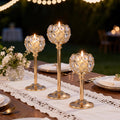 Elegant Gold & Silver Glass Tealight Candle Holder – Luxury Metal Candlestick for Wedding Table Centerpieces, Living Room & Home Decor