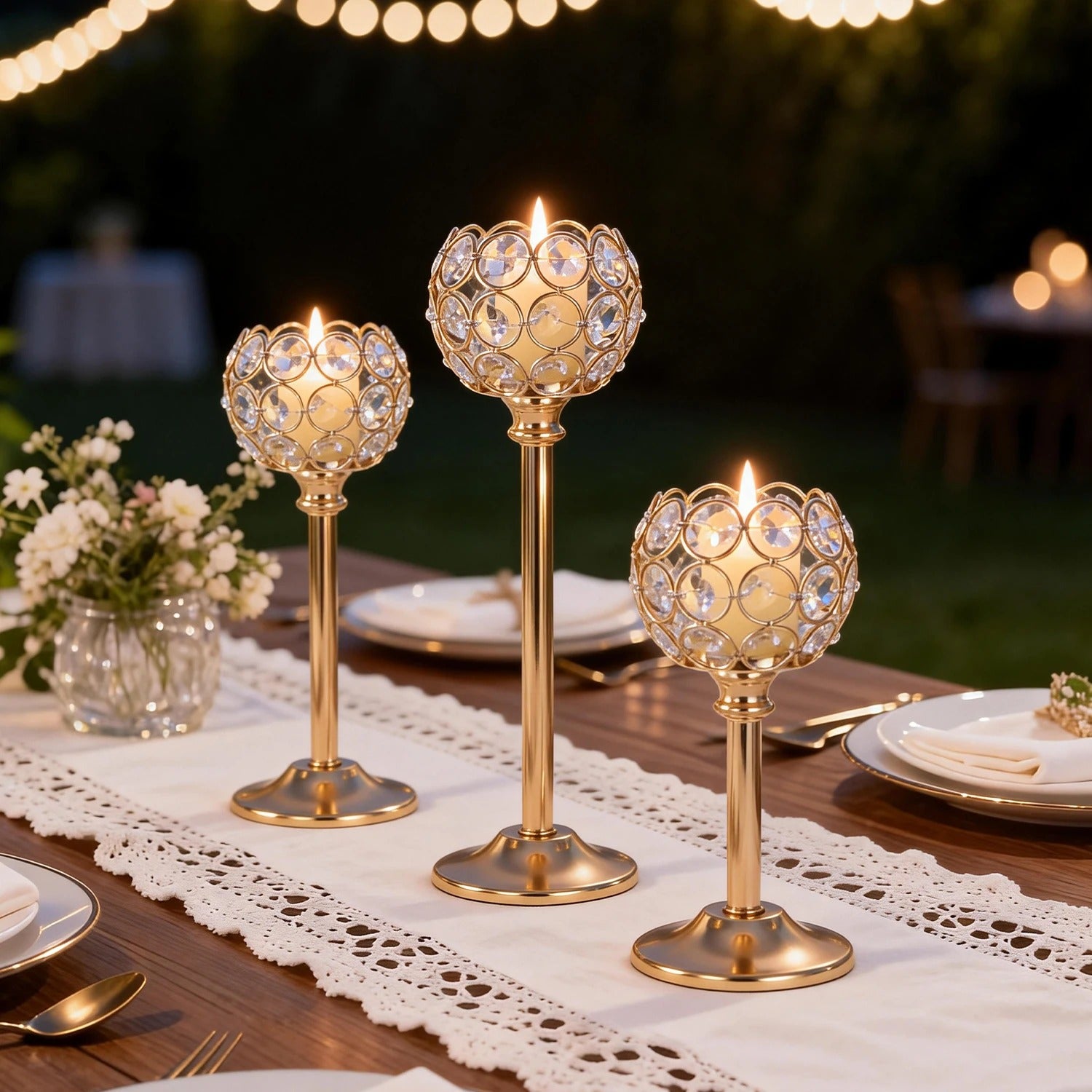 Elegant Gold & Silver Glass Tealight Candle Holder – Luxury Metal Candlestick for Wedding Table Centerpieces, Living Room & Home Decor