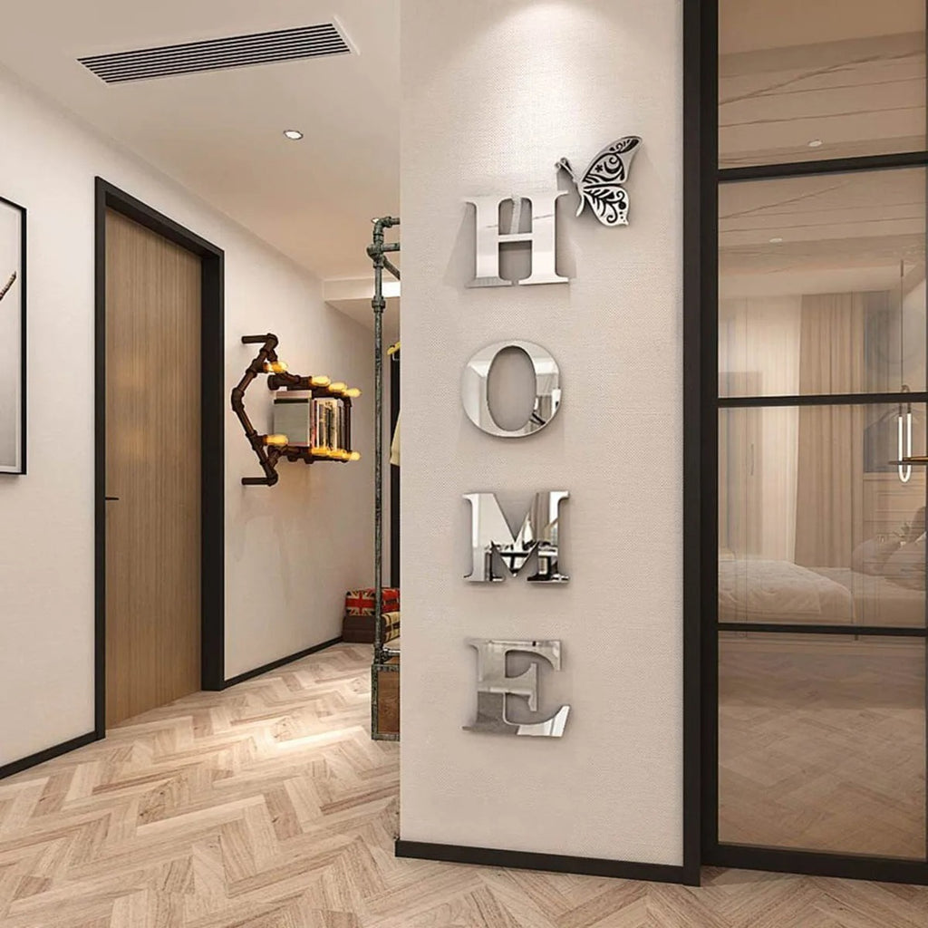 3D Mirror HOME Wall Sticker – Modern Acrylic HOME Sign for Entryway, Living Room, Hallway & Home Wall Decor