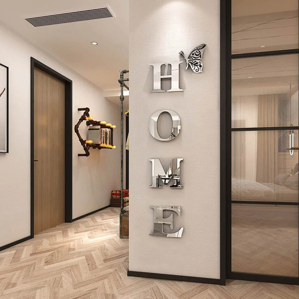3D Mirror HOME Wall Sticker – Modern Acrylic HOME Sign for Entryway, Living Room, Hallway & Home Wall Decor