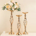 Modern Luxury Gold Twisted Metal Candlestick Holder with Flower Vase – Decorative Iron Candle Stand for Taper Candles, Wedding Table Centerpiece, Living Room, Bedroom, Dining Table, Home Decoration & Gift