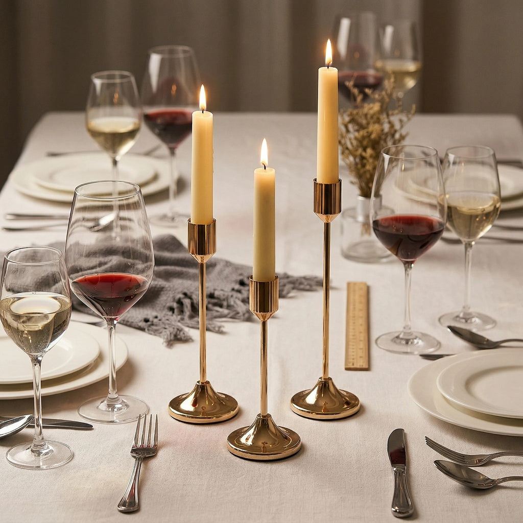 Classic Bullet Head Taper Candle Holder Set – Modern Metal Candlestick Holders for Taper Candles, Pillar Candle Stand, Decorative Candle Holders for Dining Table, Wedding Centerpiece, Mantel, Fireplace, Living Room, Home Decor & Housewarming Gift