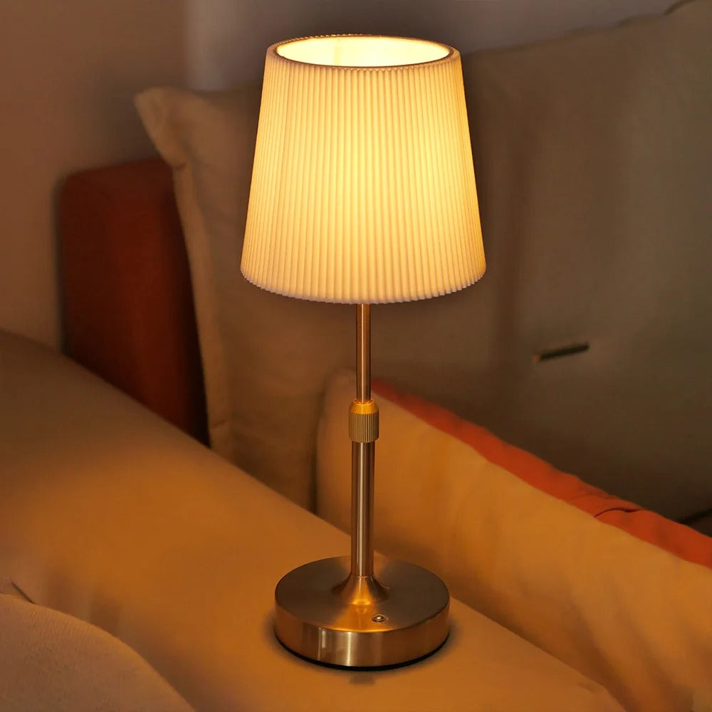 Fabric Desk Lamp Rechargeable Touch Table Lamp – E12 Bulb, 2700K Warm Light