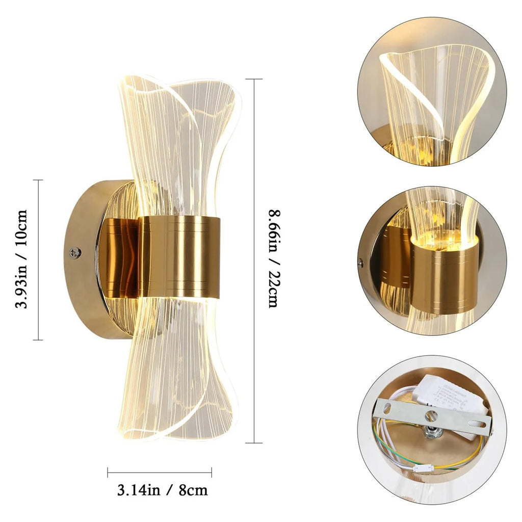 12W Dimmable LED Wall Lamp – Modern Acrylic & Metal Wall Sconce with 3 Color Temperatures for Bedroom, Office, Hallway & Staircase