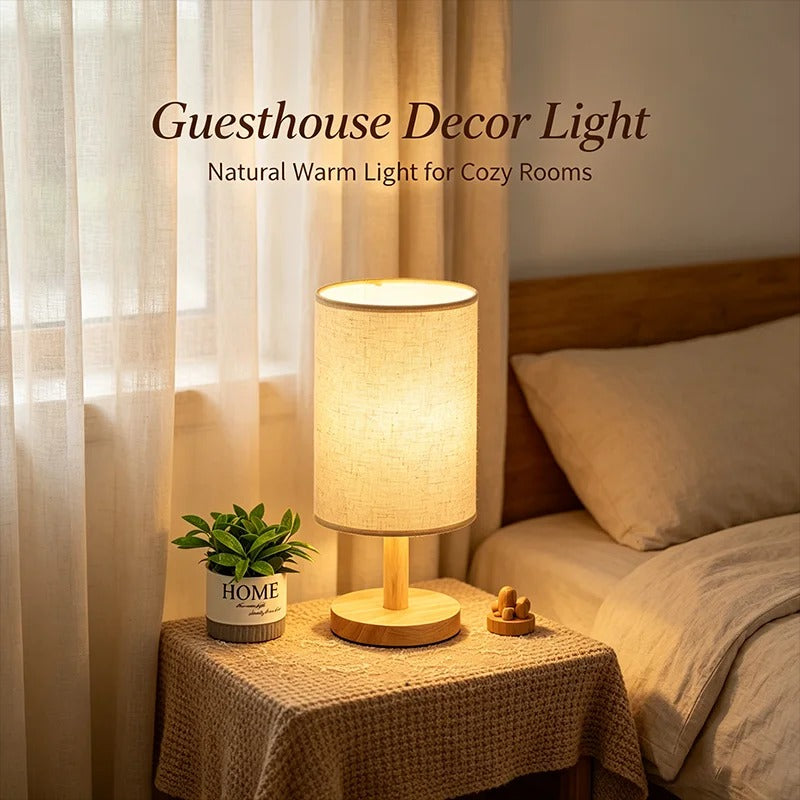 LED Table Lamp | Simple Style Dimmable USB Night Light with Fabric Lampshade