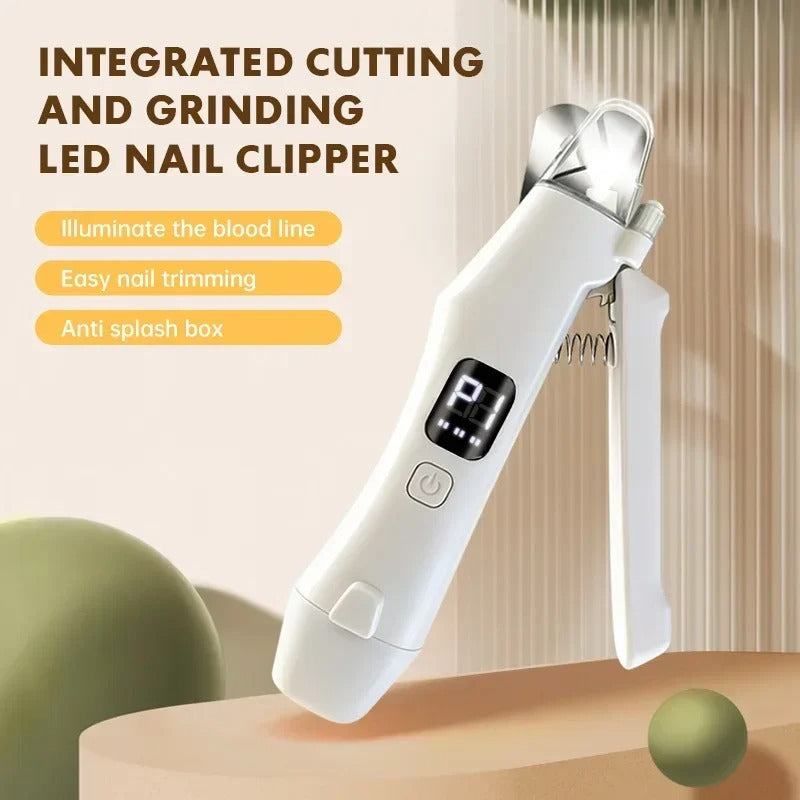 2-in-1 LED Light Pet Nail Clipper & Grinder – Dog & Cat Nail Trimmer with Nail File, Safe Professional Grooming Tool