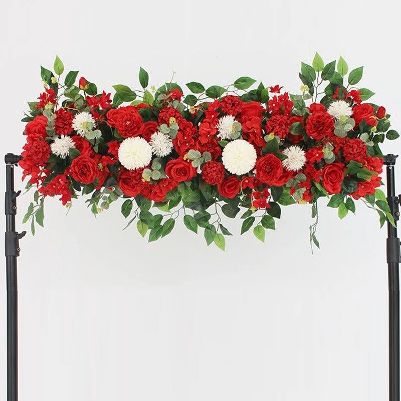100cm Artificial White Rose Flower Row – Luxury Wedding Floral Arrangement for Table Centerpieces, Arch, Backdrop, Aisle & Event Decor