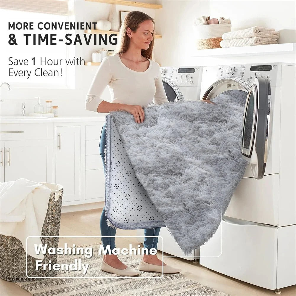 5x8 Ft Ultra Soft Shag Area Rug for Living Room, Bedroom & Nursery – Fluffy Plush Fuzzy Non-Slip Carpet Mat, Thick Cozy Modern Indoor Floor Rug for Kids Room, Dorm, Apartment & Home Decor – Grey