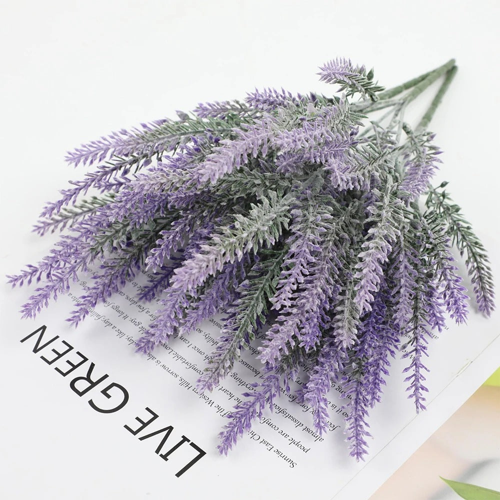 5PCS Artificial Lavender Flowers with Stems – Realistic Faux Purple Plastic Flower Bouquet for Vase, Wedding Decor, Bridal Bouquet, Dining Table Centerpiece, Farmhouse, Indoor Home & Office Decoration