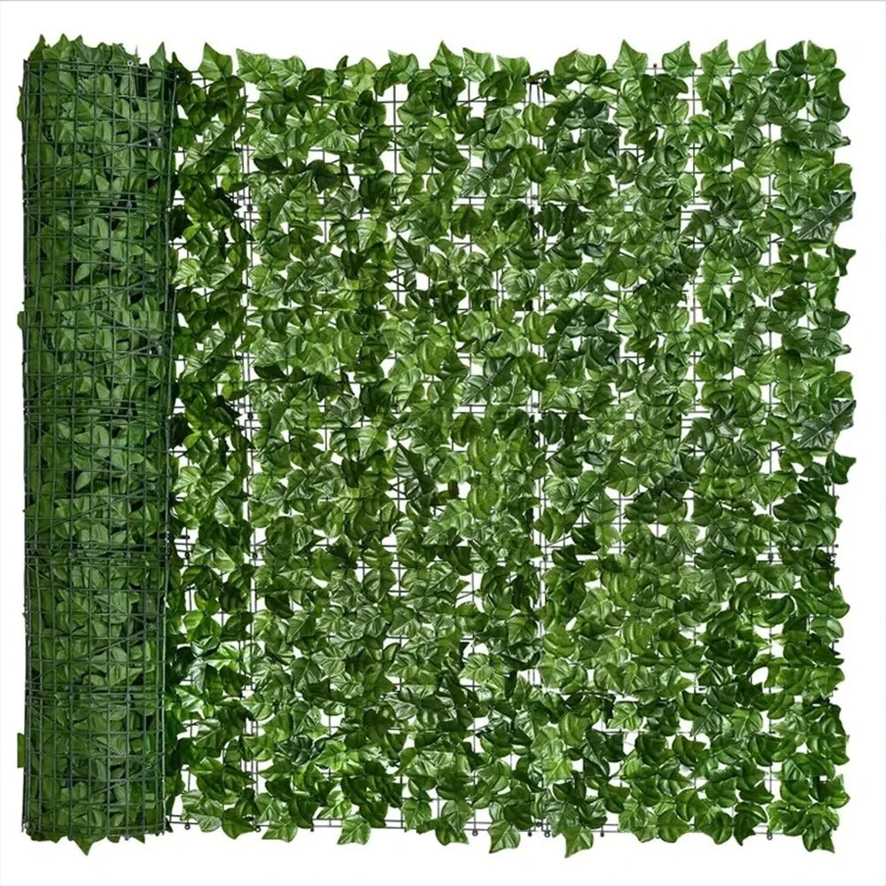 Artificial Ivy Leaf Fence Roll, Fake Green Leaf Privacy Screen, Faux Hedge Wall Panel, Garden Fence Cover, Outdoor Privacy Fence, UV Resistant Decorative Green Wall, Balcony Patio Backyard Lawn Landscaping Decor