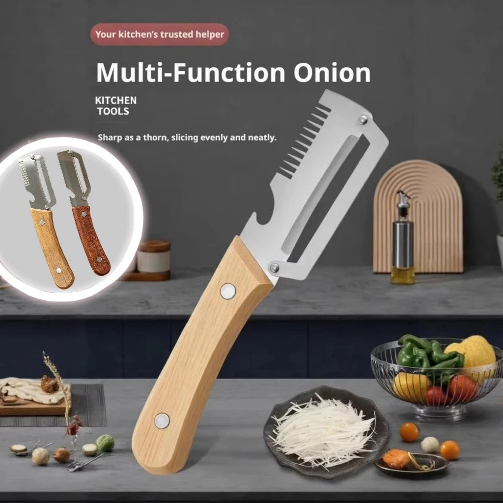 Multi-Functional Stainless Steel Vegetable & Fruit Peeler with Wooden Handle – Sharp Durable Kitchen Peeling Tool for Potatoes, Carrots, Apples, Cucumbers & More