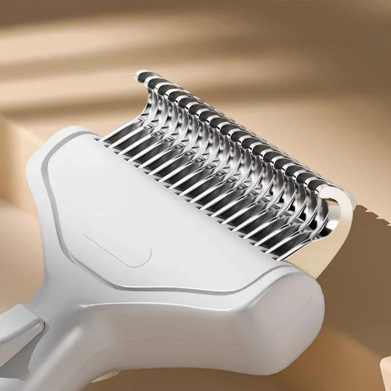 Pet Hair Removal Comb with Curved Stainless Steel Teeth – Professional Deshedding & Detangling Grooming Brush for Dogs & Cats with Long, Thick Hair