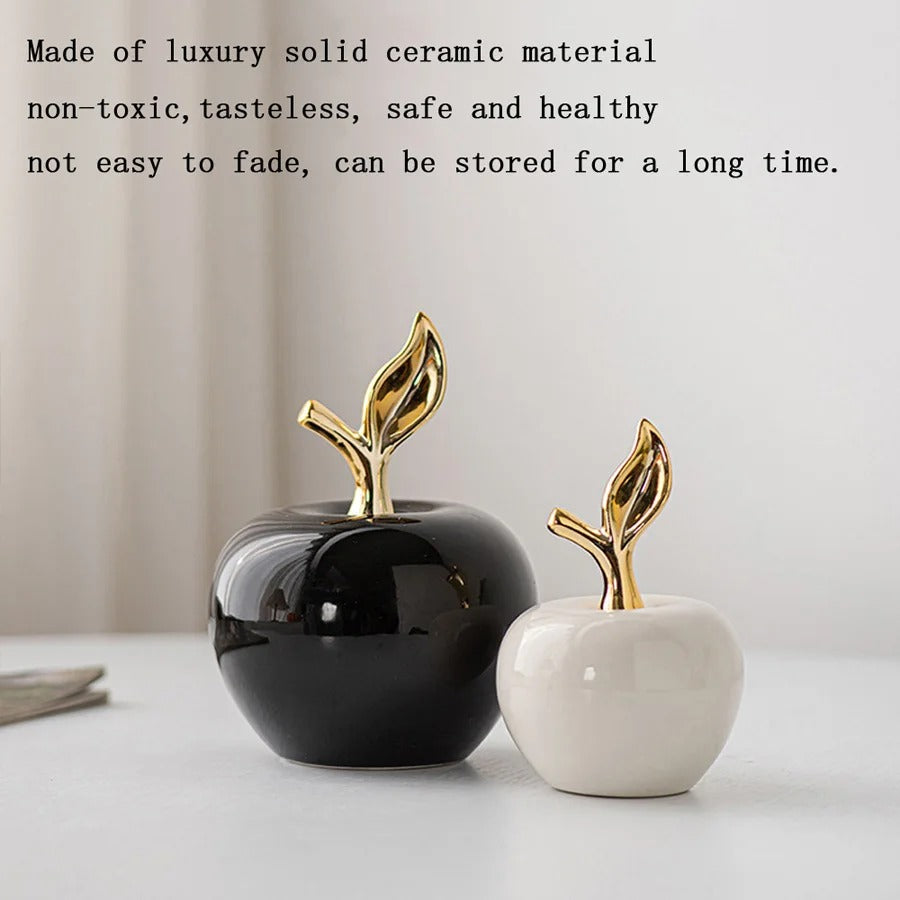 Luxury Gold Apple Resin Figurine – Modern Decorative Fruit Statue for Living Room, Office, Shelf, Coffee Table & Home Decor