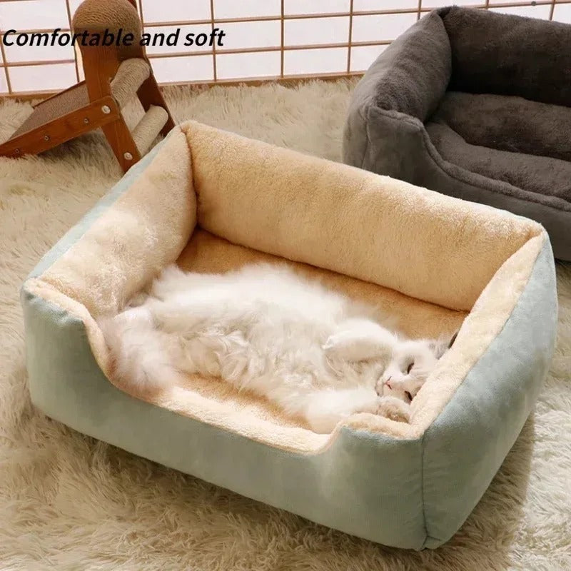 Cozy Plush Cat Bed House with Soft Cushion – Warm Sleeping Basket for Indoor Cats, Kittens & Small Dogs, Winter Pet Nest