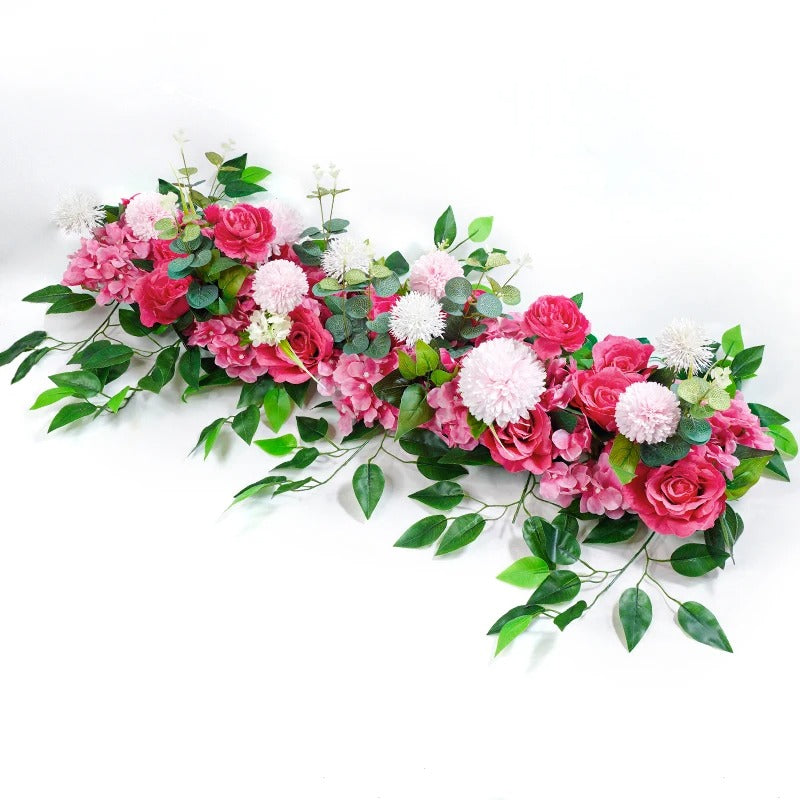 100cm Artificial White Rose Flower Row – Luxury Wedding Floral Arrangement for Table Centerpieces, Arch, Backdrop, Aisle & Event Decor