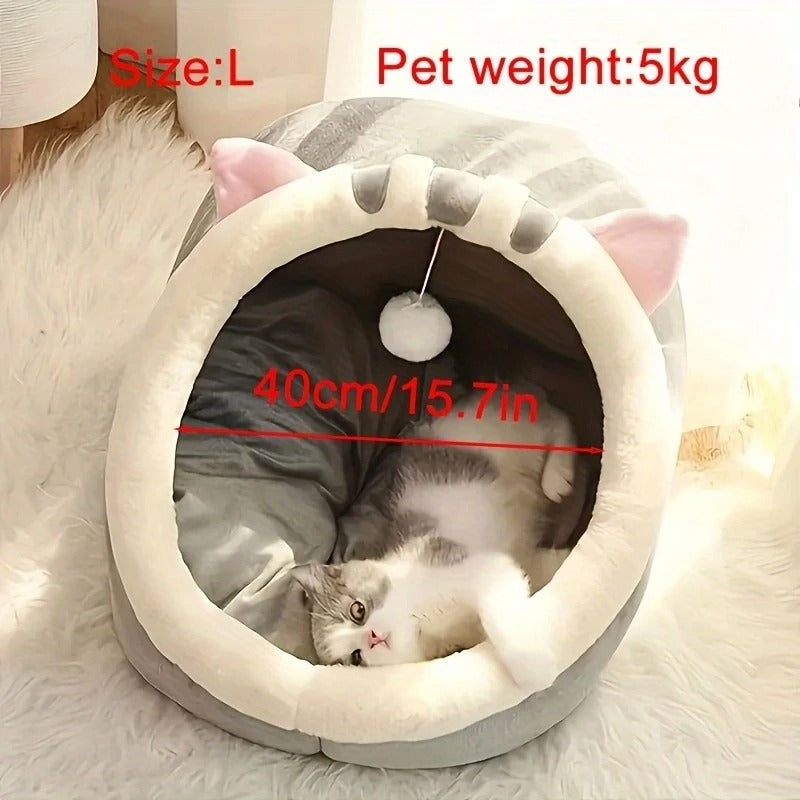 Cute Soft Cat Bed House – Cozy Breathable Sleeping Basket & Kitten Mat for Large, Medium & Small Cats, Comfortable Indoor Pet Nest