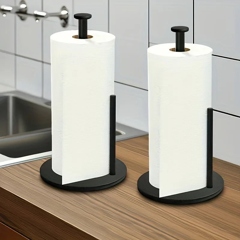 Stainless Steel Paper Towel Holder for Kitchen Countertop – Heavy-Duty Weighted Base Roll Dispenser, Freestanding No-Drill Paper Towel Stand for Bathroom, Dining Table & Kitchen Organization