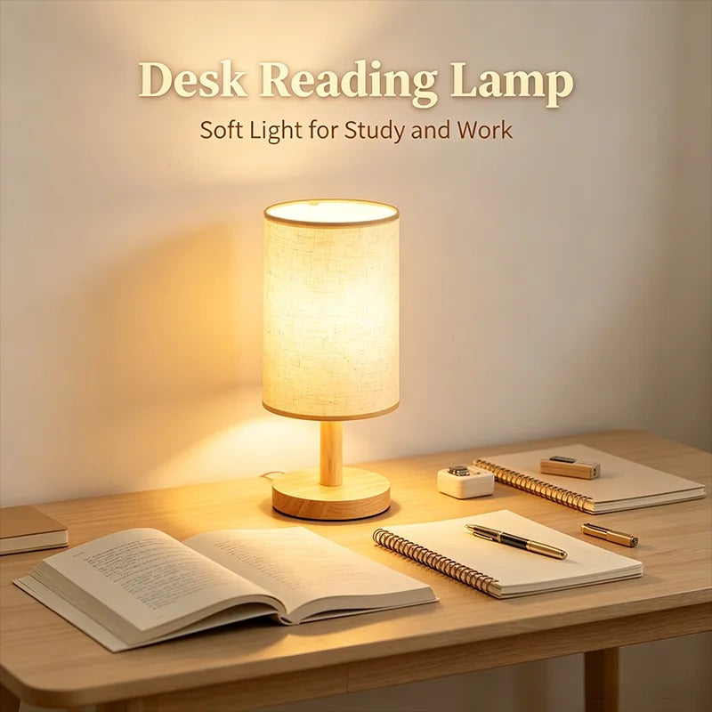 LED Table Lamp | Simple Style Dimmable USB Night Light with Fabric Lampshade
