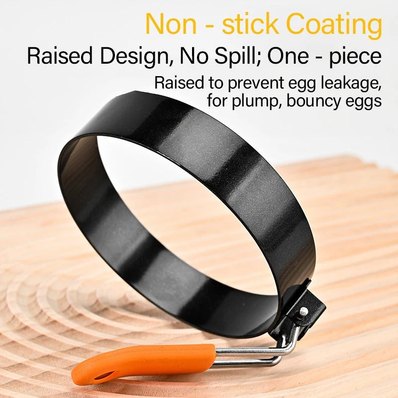Stainless Steel Fried Egg Ring with Heat-Resistant Silicone Handle – Non-Stick Egg Mold for Perfect Fried Eggs, Pancakes, Omelets, Breakfast Sandwiches & Cooking