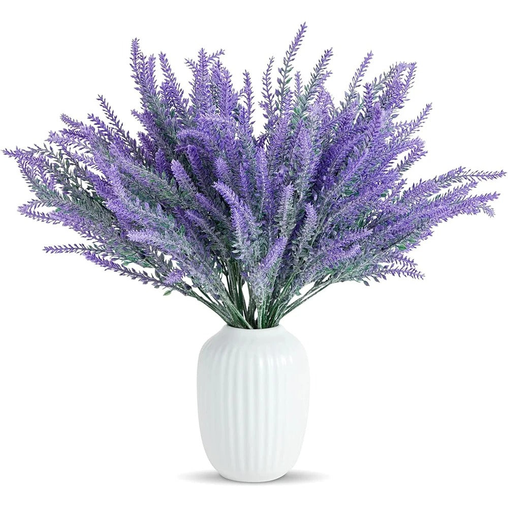 5PCS Artificial Lavender Flowers with Stems – Realistic Faux Purple Plastic Flower Bouquet for Vase, Wedding Decor, Bridal Bouquet, Dining Table Centerpiece, Farmhouse, Indoor Home & Office Decoration