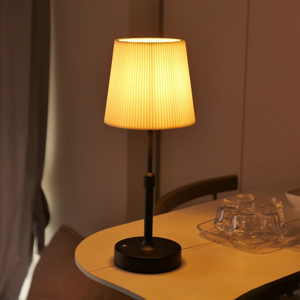 Fabric Desk Lamp Rechargeable Touch Table Lamp – E12 Bulb, 2700K Warm Light