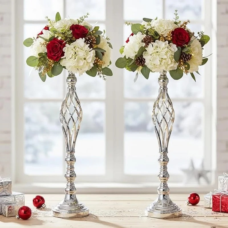Modern Luxury Gold Twisted Metal Candlestick Holder with Flower Vase – Decorative Iron Candle Stand for Taper Candles, Wedding Table Centerpiece, Living Room, Bedroom, Dining Table, Home Decoration & Gift