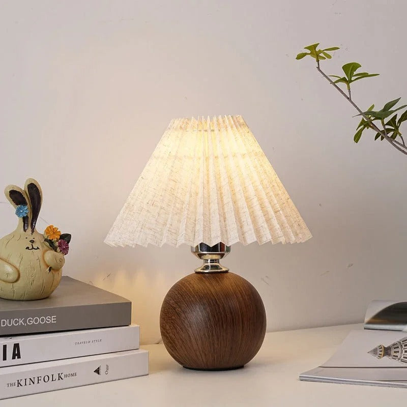Nordic Pleated Fabric LED Table Lamp – Tricolour Dimmable, USB Powered