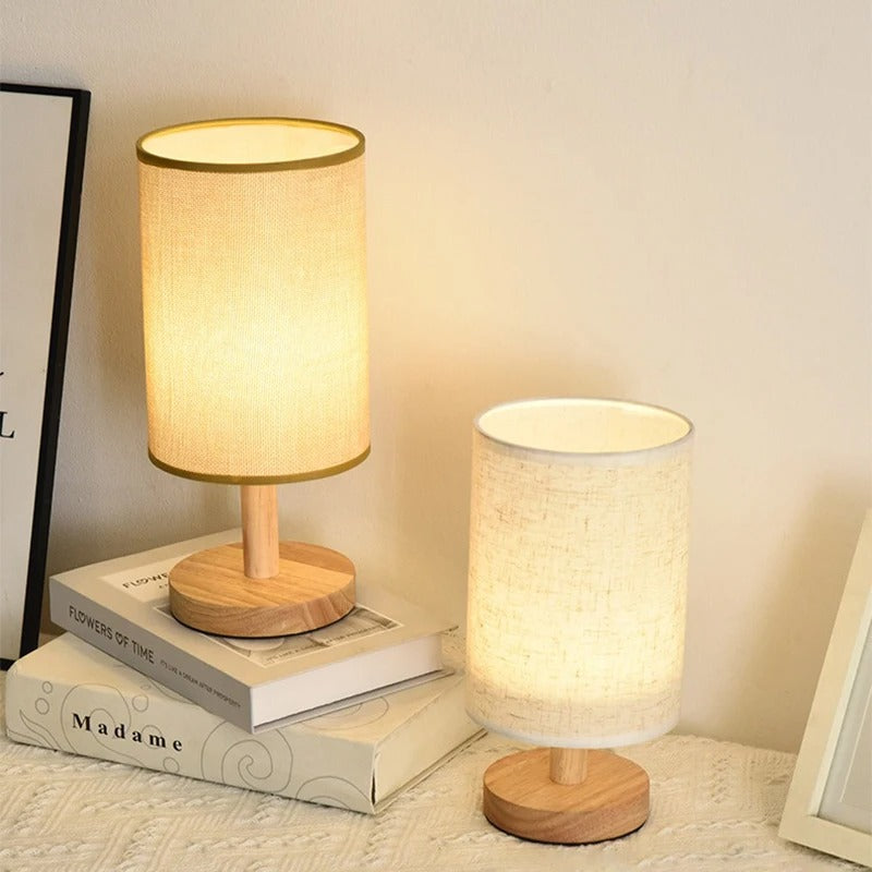 LED Table Lamp | Simple Style Dimmable USB Night Light with Fabric Lampshade