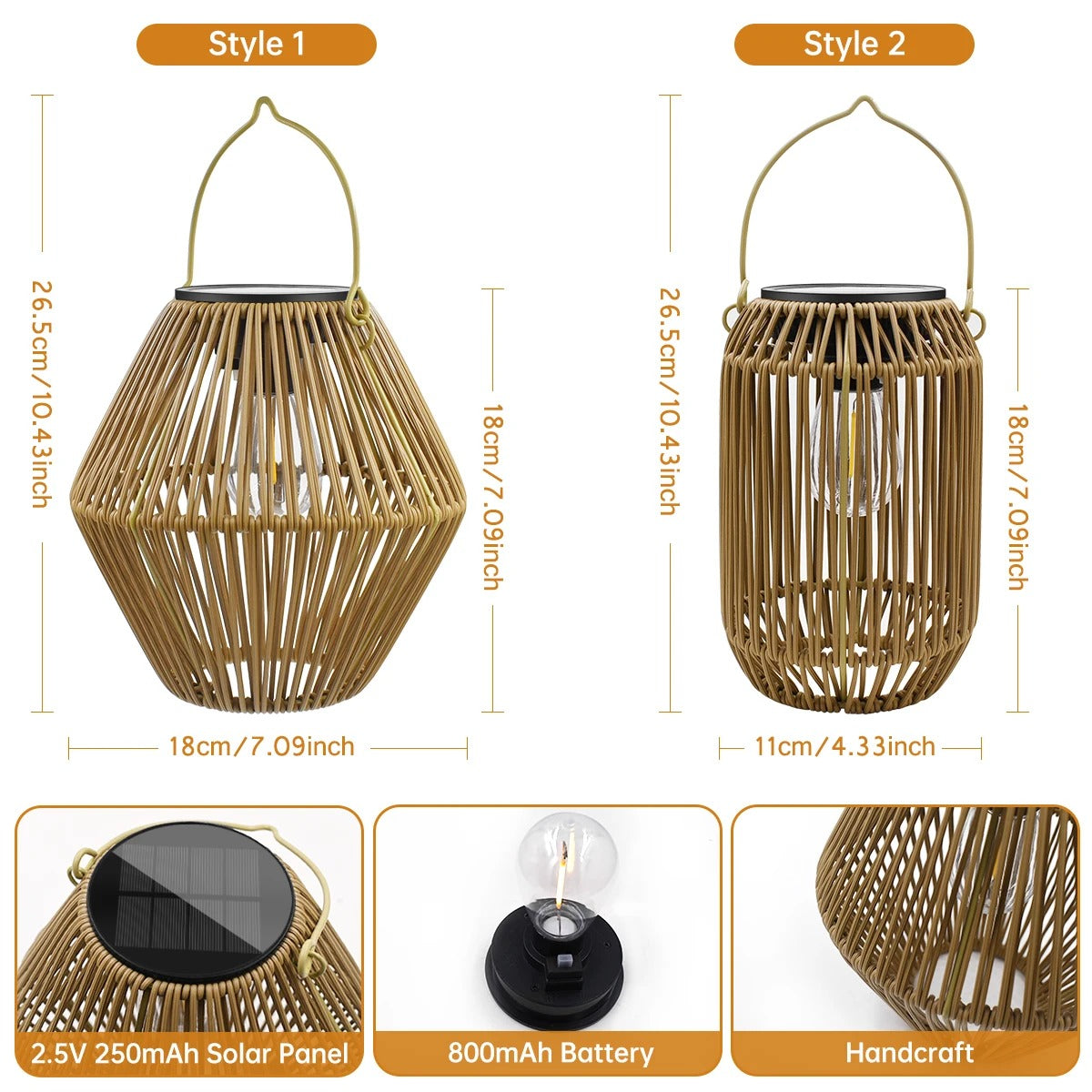 Waterproof Solar Hanging Lantern – Boho Rattan LED Outdoor Light for Garden, Patio, Yard, Balcony, Porch & Landscape Decoration