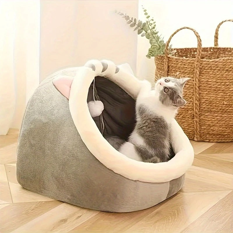 Cute Soft Cat Bed House – Cozy Breathable Sleeping Basket & Kitten Mat for Large, Medium & Small Cats, Comfortable Indoor Pet Nest