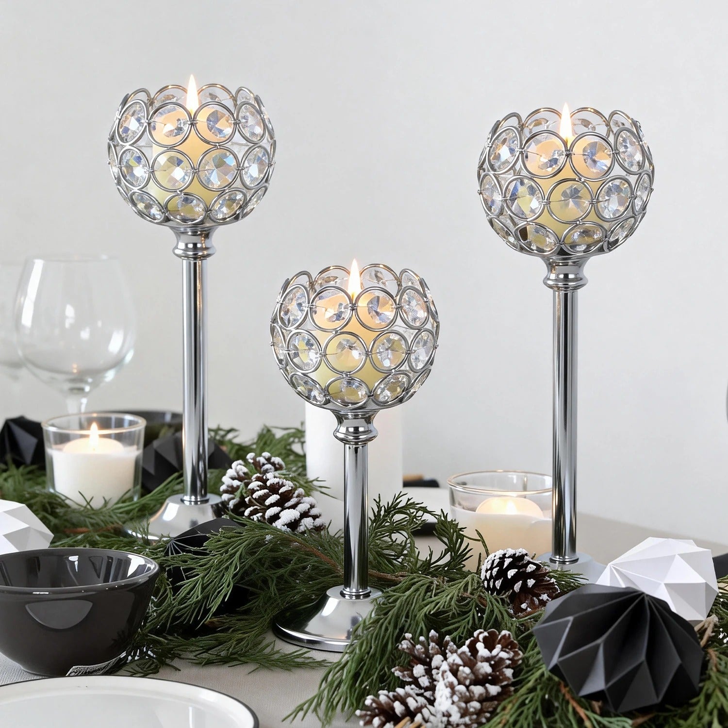Elegant Gold & Silver Glass Tealight Candle Holder – Luxury Metal Candlestick for Wedding Table Centerpieces, Living Room & Home Decor