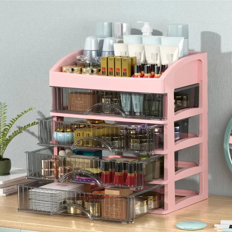Large Clear Acrylic Makeup Organizer with Drawers | Cosmetic Storage Organizer | Skincare Organizer | Vanity Counter Organizer | Makeup & Lipstick Holder | Bathroom Counter Storage | Beauty Organizer with Dustproof Drawers