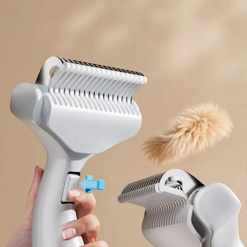 Pet Hair Removal Comb with Curved Stainless Steel Teeth – Professional Deshedding & Detangling Grooming Brush for Dogs & Cats with Long, Thick Hair